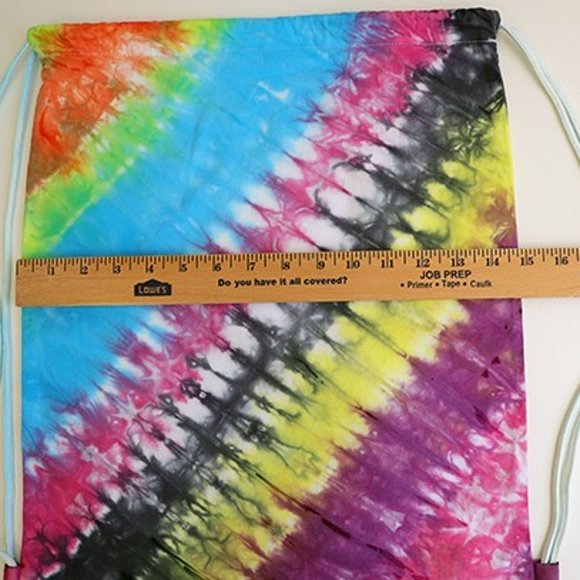 Tie Dye Drawstring Bag, Tie Dye Backpack, Rainbow Color Backpack Gym Bag - Picture 4 of 4